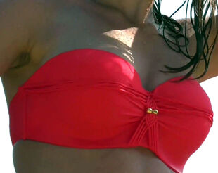 Sexual gf in flawless crimson bathing suit on the beach!