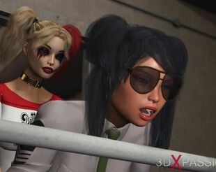 Super hot bang-out in jail! Harley Quinn screws a girl jail