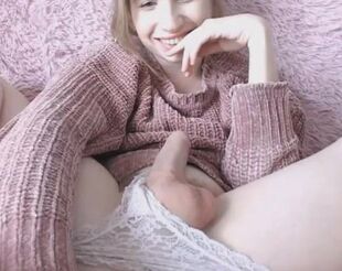 Harmless Looking Light-haired Tgirl Plays Her Manstick
